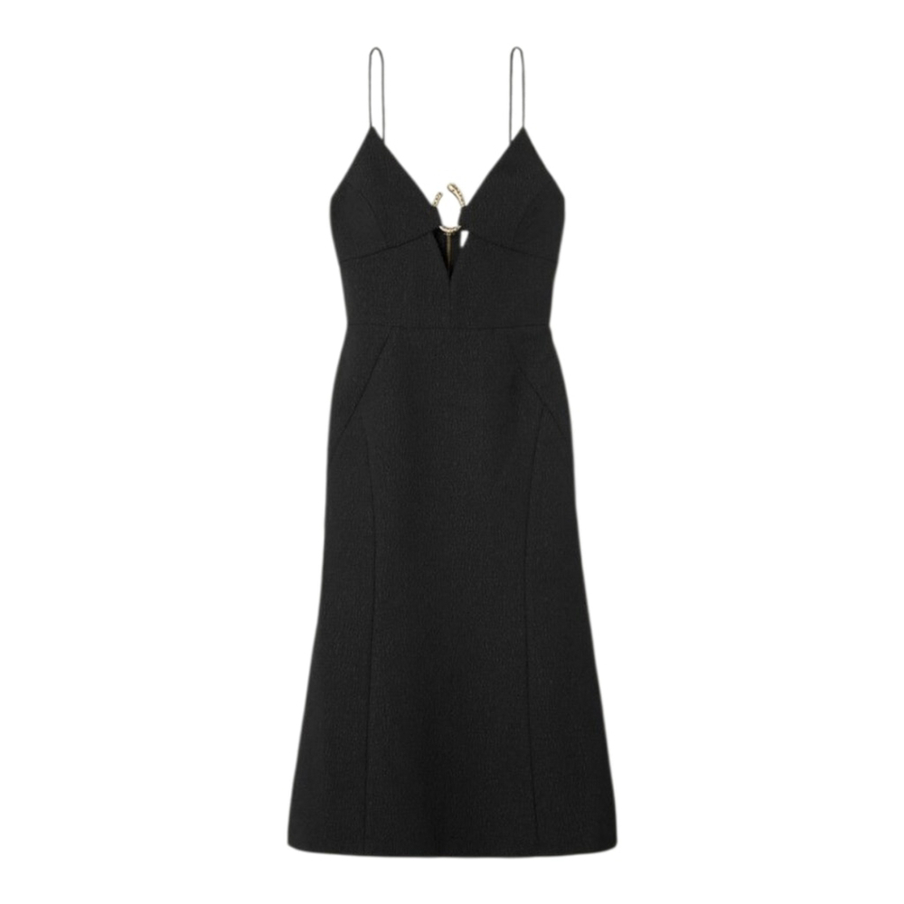 NWT $599 Rebecca Vallance Romy Embellished Cloqué Midi Dress - Black Size 10